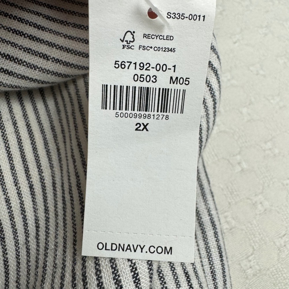 NWT Old Navy Double Breasted Linen Blend Striped Blazer Women 2X Charcoal Career - Picture 4 of 13